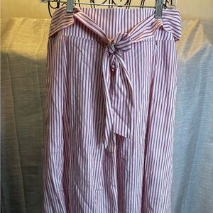 Max Studio Pink and White Striped A-Line Skirt